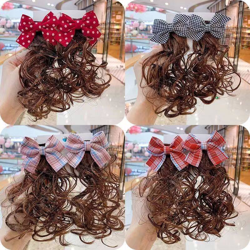小女孩漂亮的发夹韩版儿童蝴蝶结假发夹头饰公主小女孩卷发造型女