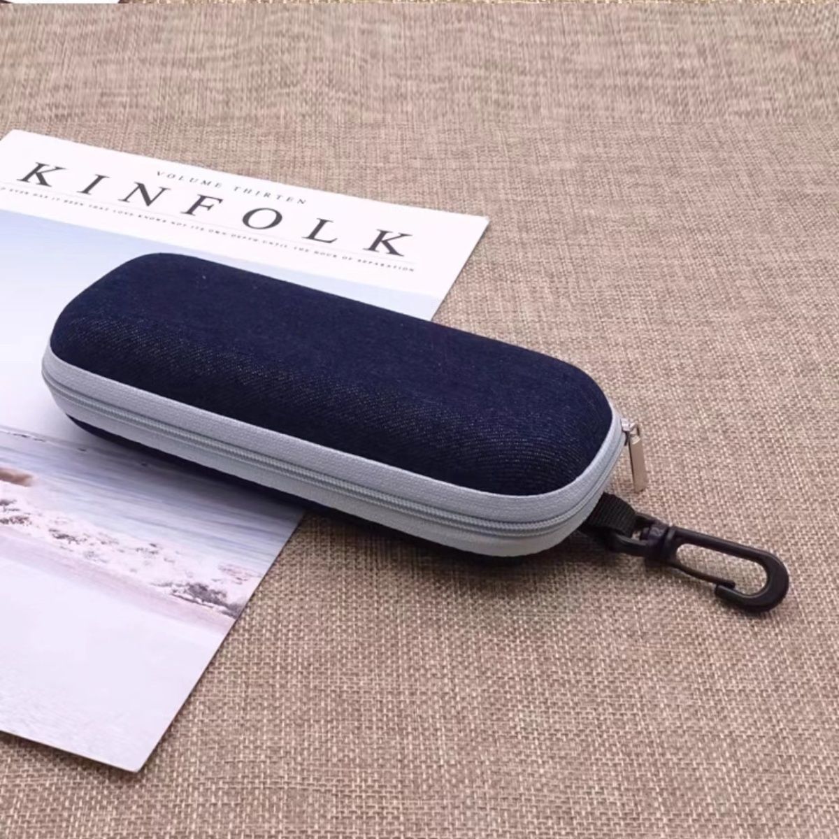 儿童眼镜盒长型直板专用眼镜盒近视眼镜合老花镜盒牛仔布太阳镜