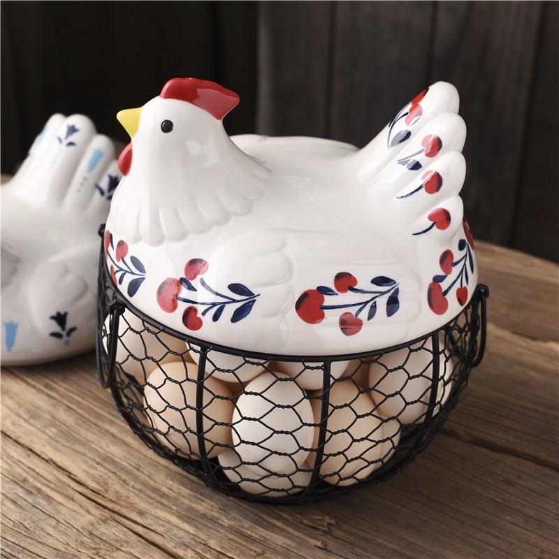 lovely Storage Basket originality Egg basket Iron art Storage basket lid ceramics kitchen With cover Debris Basket tablein the Tableware , Tableware , Fruit bowl/Fruit plate/Hamper  category - from Buy2taobao.com to provide professional Taobao agent buy service