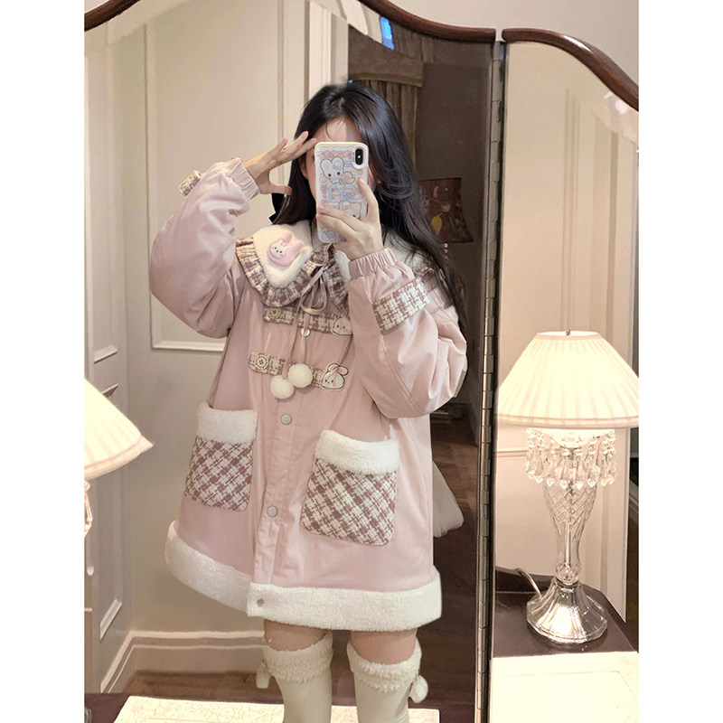 冬日小兔 2025冬新款甜美可爱粉色加厚保暖棉服甜妹日常百搭棉衣,女装/女士精品,棉衣/棉服,淘宝优惠券,粉丝福利购,淘宝优惠卷