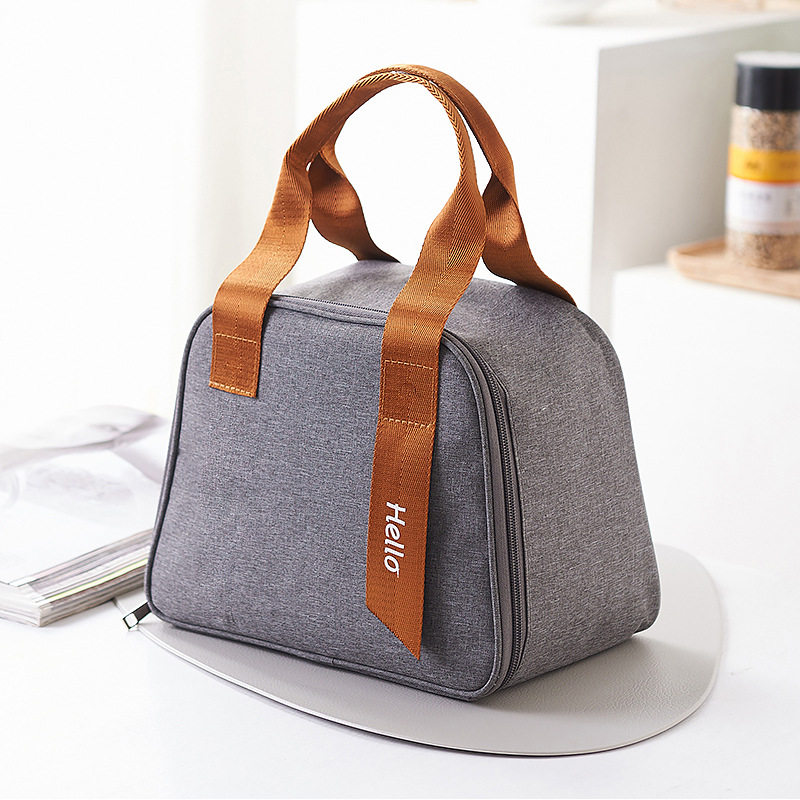 饭盒袋学生用方形帆布包拉链保温防水上班加厚大容量便当包手提袋