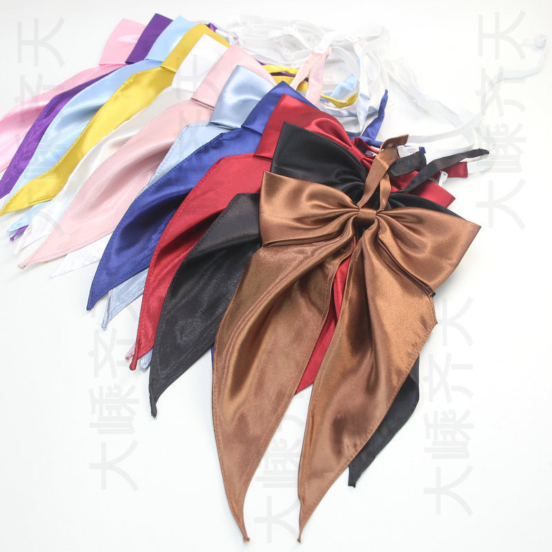 加大领结女纯色蝴蝶结jk制服衬衫亮面酒红棕色学院风燕尾蝶领花