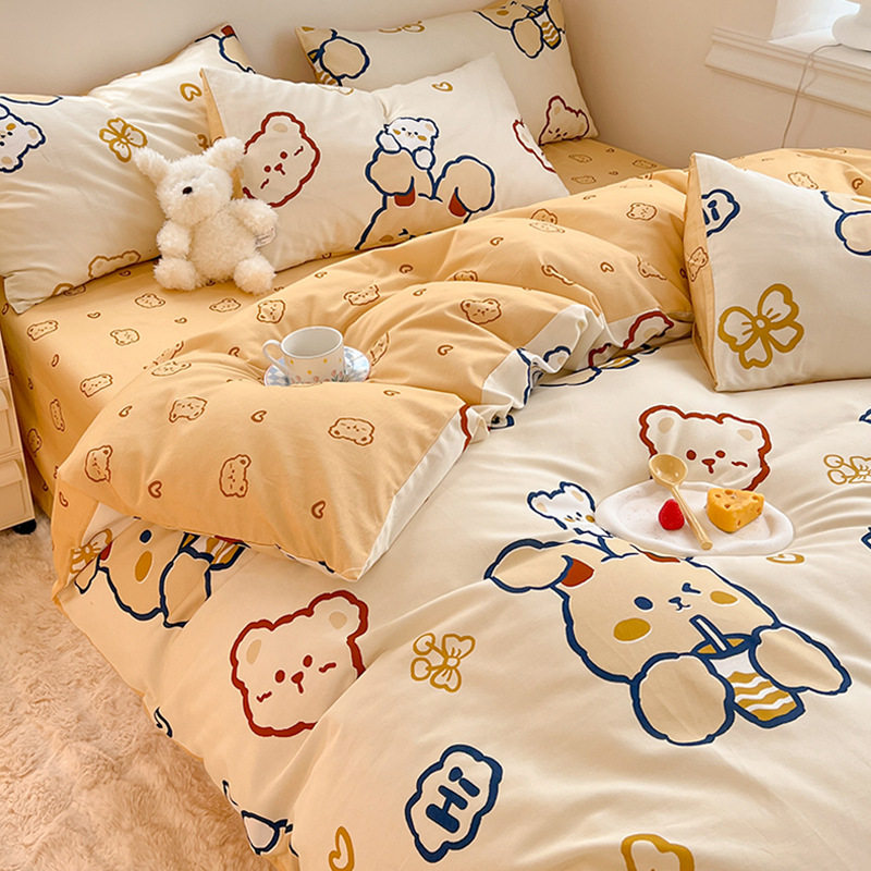 纯棉磨毛被套单件150x200x230单人儿童1.5全棉加厚被罩四件套秋冬