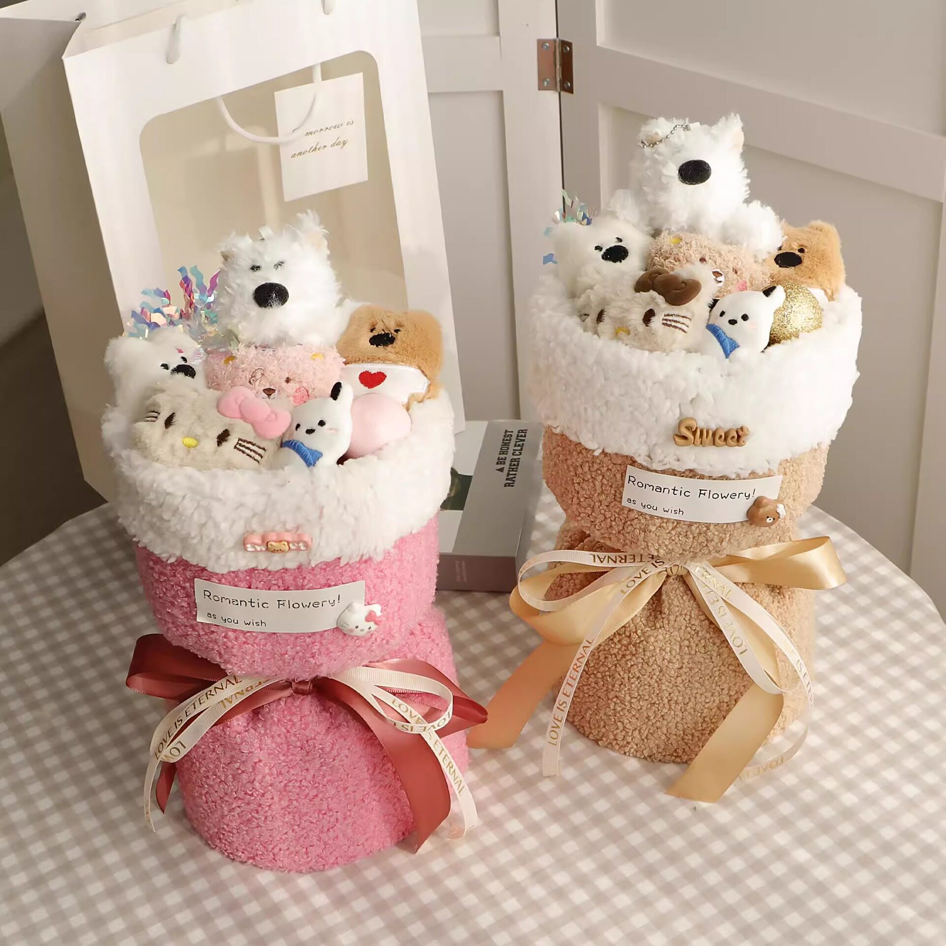 西高地玩偶花束送儿童女生闺蜜生日伴手礼情人节礼物品礼盒可爱