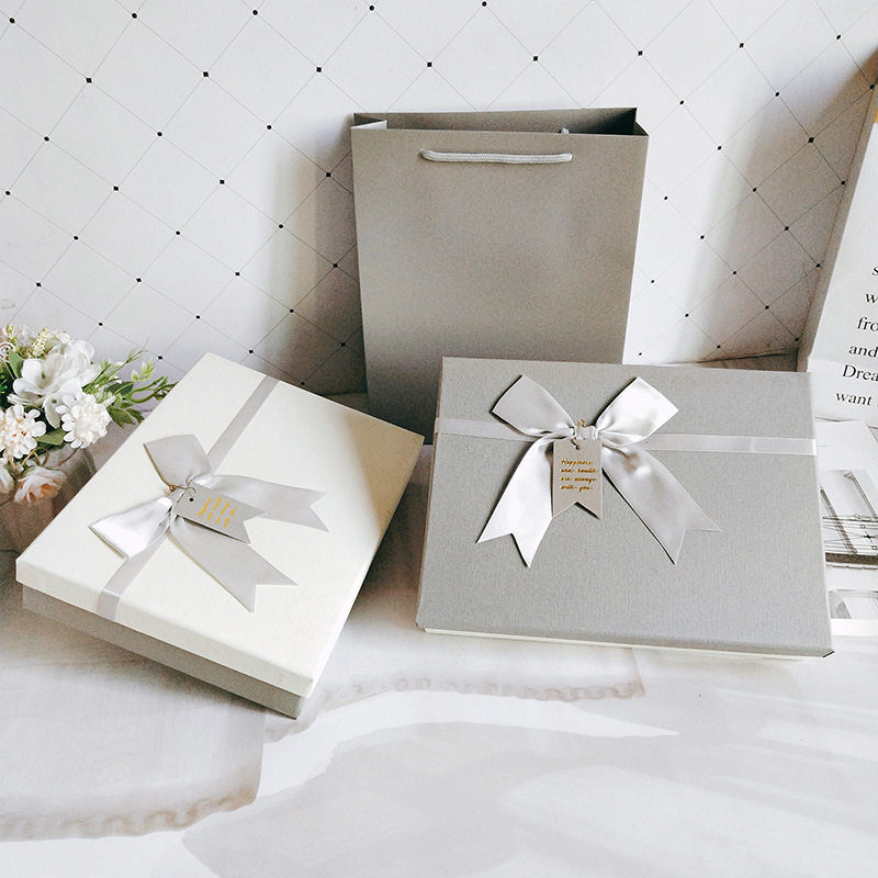 现货围巾衣服天地盖长方形蝴蝶结礼物盒空盒子高级感包装盒