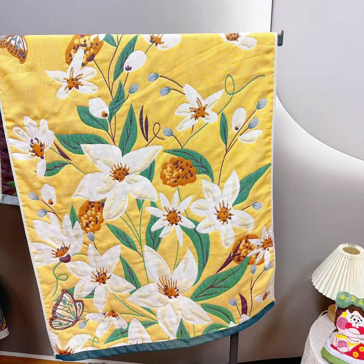 全棉多层纱布浴巾家用柔软吸水不易掉毛多功能浴巾沙发巾盖毯