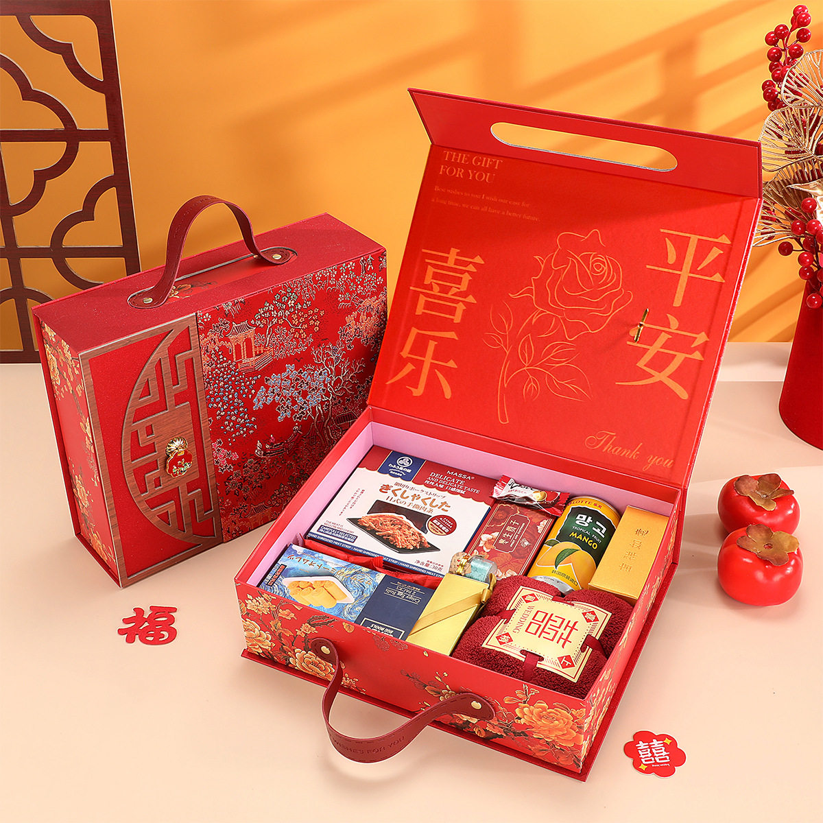 喜糖盒子天地盖一体式新中式创意结婚订婚翻盖手提伴手礼礼盒