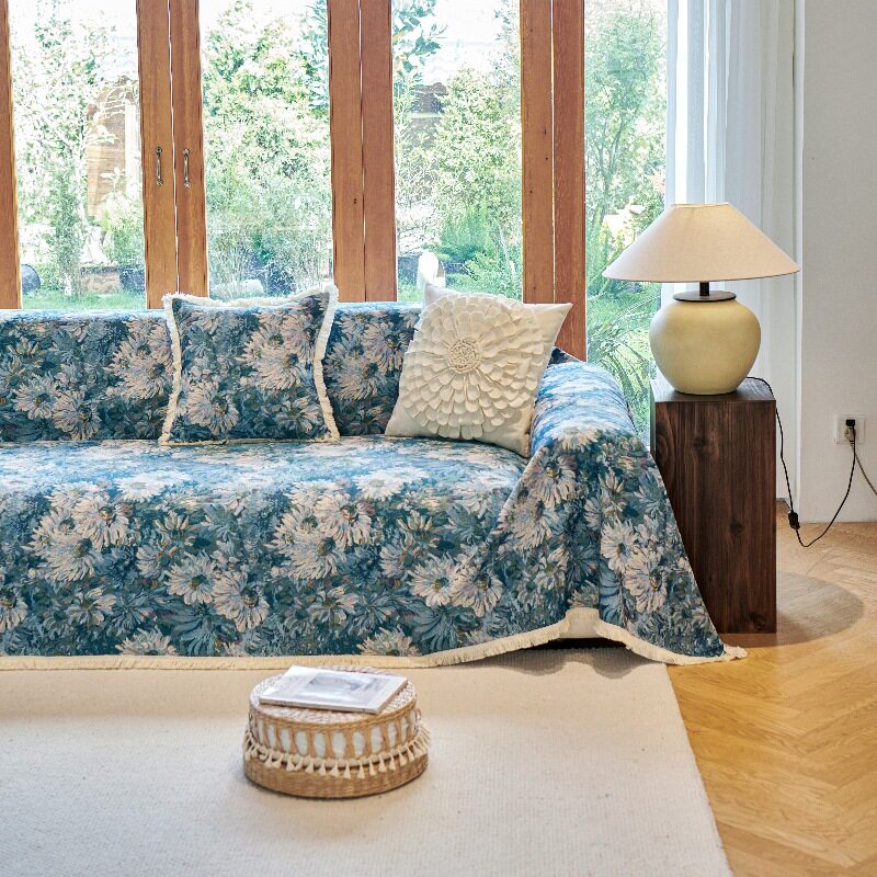 油画花卉高档沙发盖布提花四季通用沙发巾防猫抓沙发套沙发罩