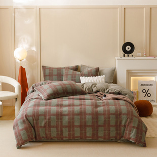 秋冬简约a类母婴牛奶绒四件套床上用品羊绒床单被套三件套南通市