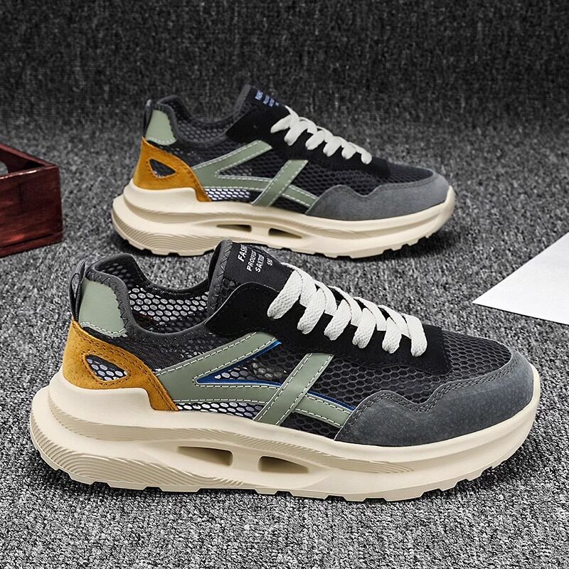 潮牌网鞋男款夏季增高休闲运动镂空网面男士透气薄款跑步老爹潮鞋