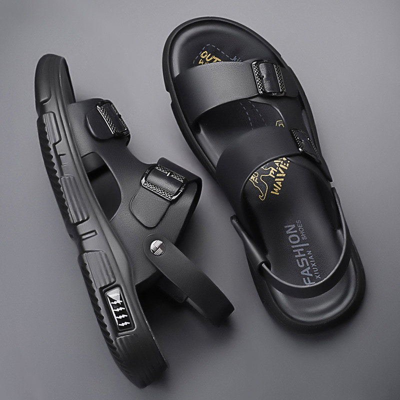 凉鞋男款真皮夏季防滑外穿沙滩皮凉鞋软底休闲开车透气高端男凉拖