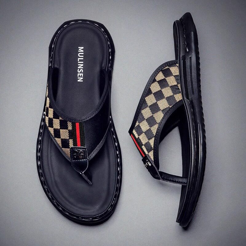 漫匹潮牌人字拖男士2024新款夏季外穿防滑真皮夹脚沙滩软底凉拖鞋