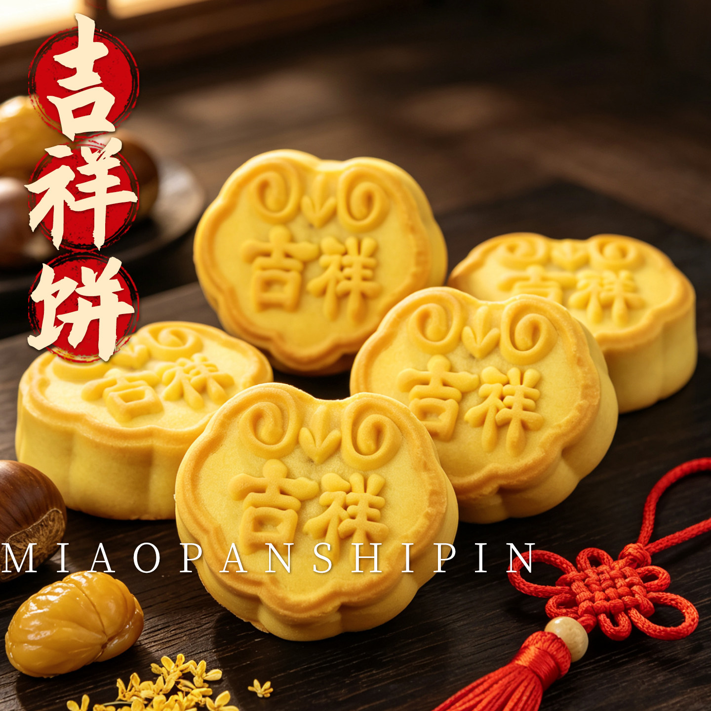吉祥如意黄金饼板栗馅拜拜礼佛上供祈福结订婚喜饼下午年货茶糕点