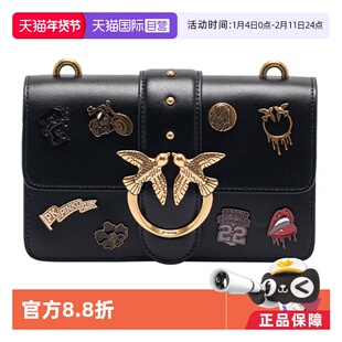 【自营】独家限量款PINKO小号牛皮徽章燕子包斜挎包