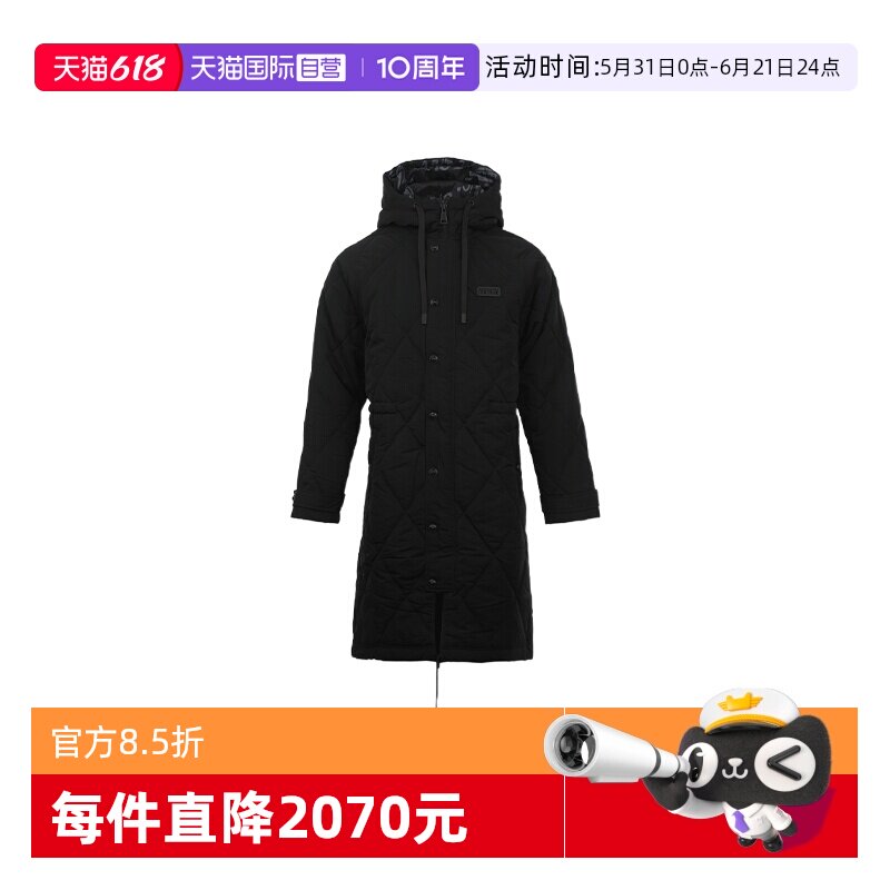 【自营】Versace Jeans Couture范思哲中长款男士连帽薄棉褛外套