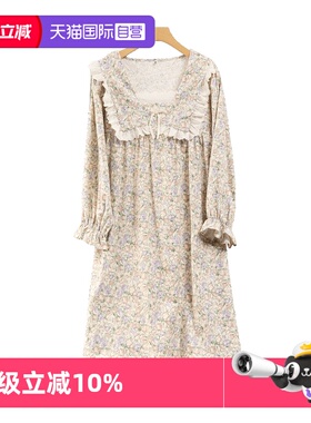 【自营】toratani磨毛暖绒纯棉温暖绒布法式花朵减龄女士家居睡裙