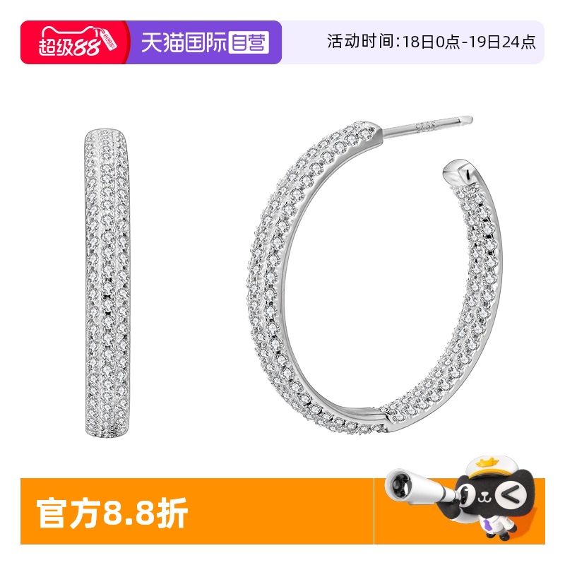 S925纯银满天星闪亮耳环女轻奢