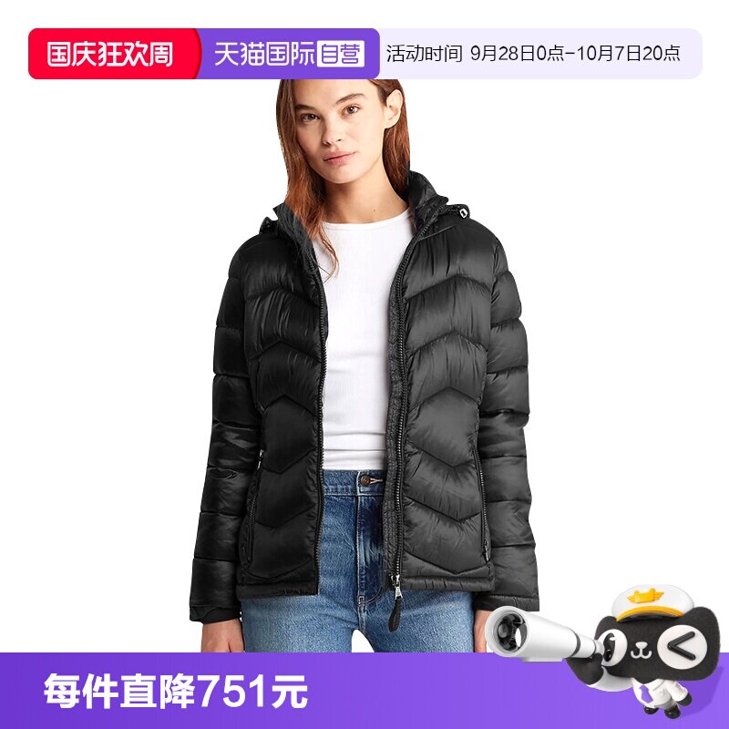 【自营】Calvin Klein/凯文克莱女士短款保暖棉服外套