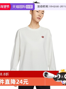 【自营】nike耐克女背标印花上衣宽松运动长袖套头衫IB1670-133