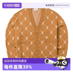 上衣钻石老花针织线衣休闲夹克v领开衫 女装 MLB外套男装 潮 自营