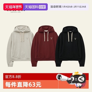 【自营】SATUR ARCHIVE秋季休闲百搭撞色抽绳基础刺绣连帽卫衣