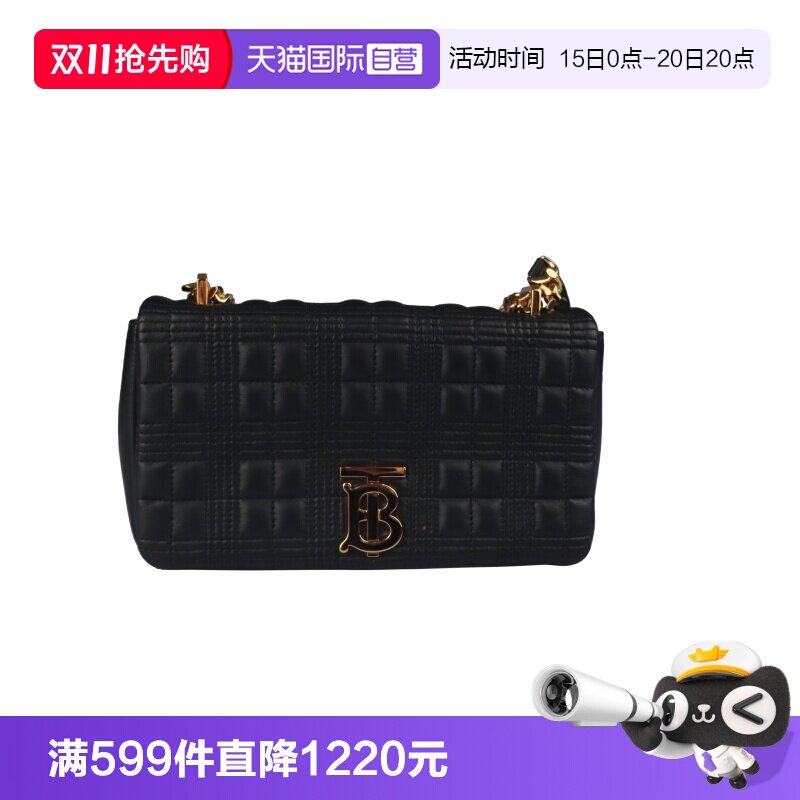 【自营】中古9新BURBERRY(巴宝莉)LOLA小号羊皮黑色单肩包斜挎包