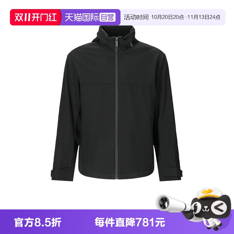 【自营】Hugo Boss男士隐藏式连帽拉链夹克工装上衣外套 50564263