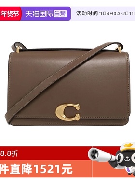 【自营】COACH/蔻驰Bandit24中号棕色小牛皮翻盖单肩包节日礼物