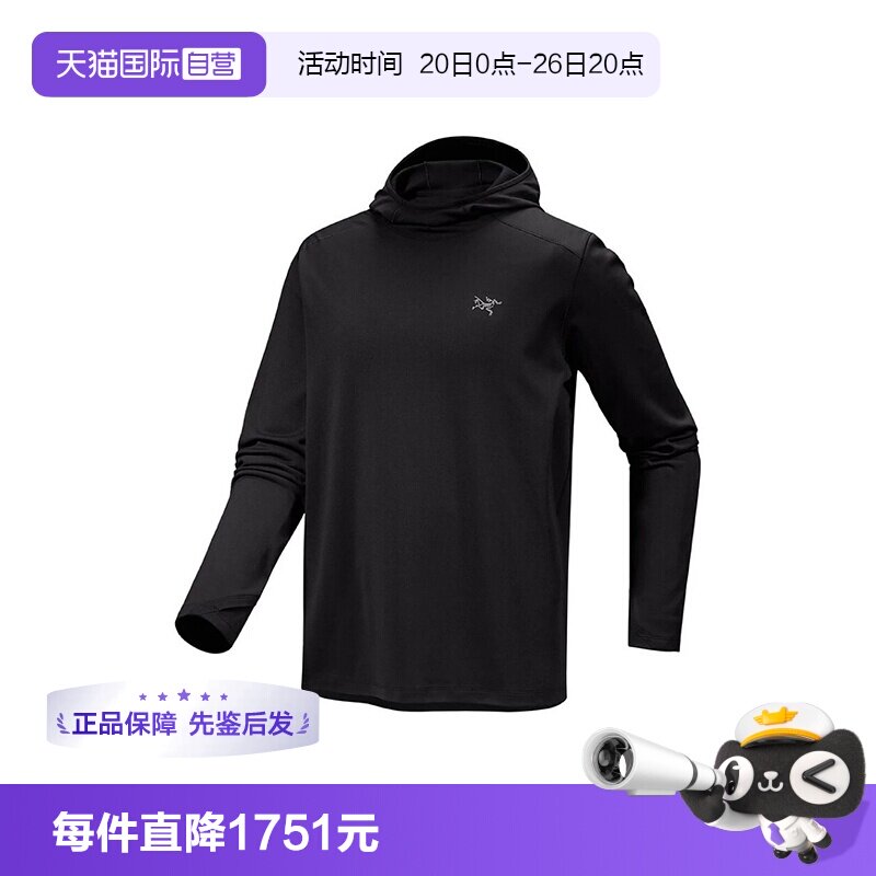 【自营】ARC‘TERYX/始祖鸟男士短款抓绒衫黑色长袖