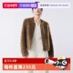 羊羔毛上衣 ELLE咖色毛绒短外套女2025冬款 自营 100%绵羊毛