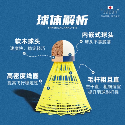 [Автономное управление] YONEX для бадминтона, натуральный прочный нейлоновый мяч со стабильным полетом 300/600/250