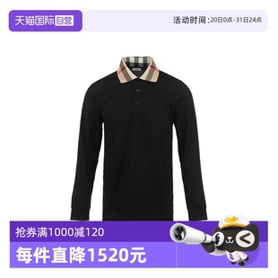 商务休闲棉质格纹饰翻领长袖 博柏利男士 自营 polo衫 BURBERRY