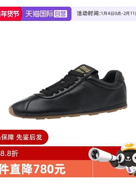 【自营】miu miu/缪缪新品Plume皮革圆头系带女士德训鞋休闲鞋
