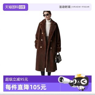 自营 外套大衣 Petit 环保皮草翻领长款 女士加厚毛呢外套 Bari