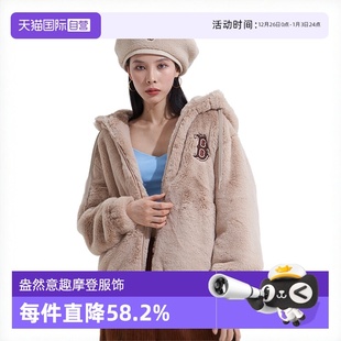 休闲保暖防风虞书欣FDB0 MLB男女情侣毛绒连帽外套时尚 自营