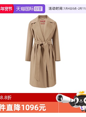 【自营】MaxMara女士绵羊毛中长款大衣外套 TOTEM羊绒驼色