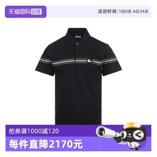 Logo徽章条纹棉质套头短袖 博柏利男士 自营 T恤Polo衫 BURBERRY