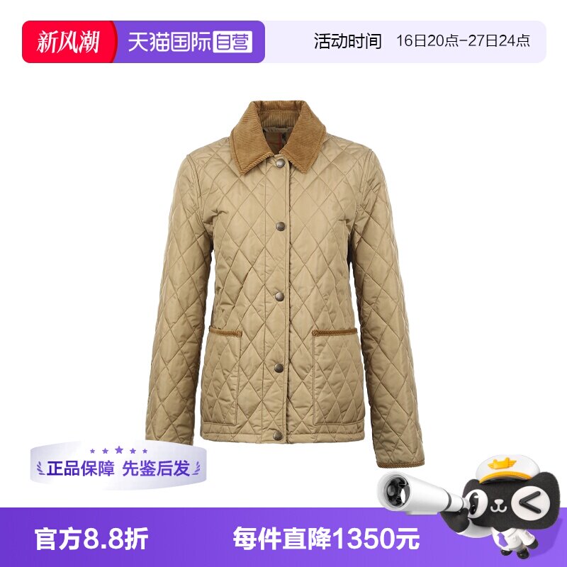 【自营】BURBERRY/博柏利女士秋冬绗缝尼龙翻领短款夹克外套长袖图片