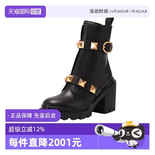 2S0CJ2 华伦天奴女士铆钉高跟靴子短靴 Valentino NKD 自营