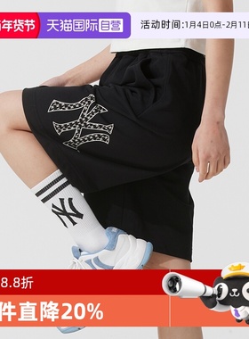 【自营】MLB美职棒男裤女裤黑色针织短裤时尚潮流休闲裤3ASPM0253