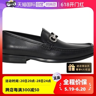 FERRAGAMO 黑色牛皮男鞋 自营 乐福鞋 皮鞋 菲拉格慕Gancini男款