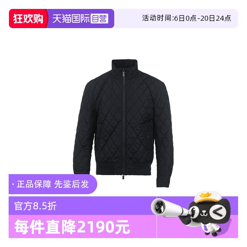 【自营】BURBERRY/博柏利男士菱格绗缝立领秋冬保暖拉链夹克外套