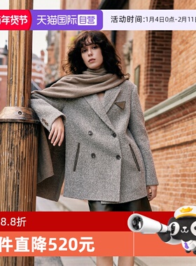 【自营】【巴黎系列】ELLE绵羊毛双面呢大衣女24冬小个子毛呢外套