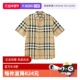 自营 短袖 BURBERRY 博柏利男士 亚麻宽松版 格纹衬衫 80510731