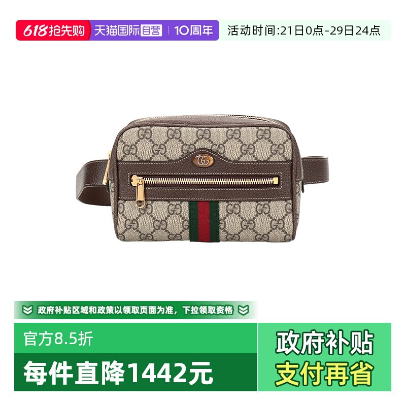 【自营】Gucci/古驰女士Ophidia系列帆布小号腰包 517076 96I3B
