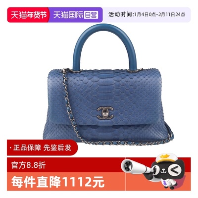 【自营】中古9新CHANEL(香奈儿)COCO HANDLE蓝色蛇皮小号斜挎包
