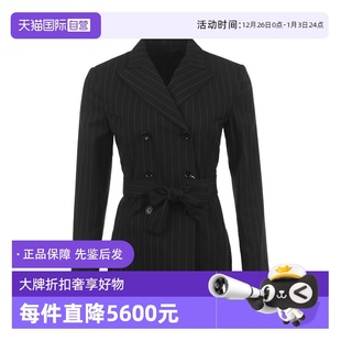 休闲西装 条纹翻领双排扣腰带长袖 MaxMara女士薄款 外套 自营