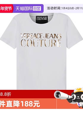 【自营】VJC范思哲 女士修身圆领短袖T恤LOGO图案 72HAHG01 CJ02G