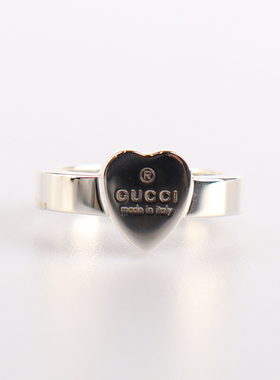 【自营】中古95新GUCCI(古驰)GUCCI标识心形戒指925银52号戒指