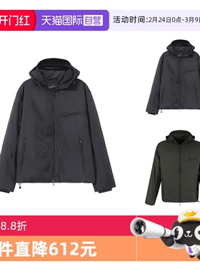 【自营】阿玛尼 男士轻薄款连帽拉链棉服夹棉外套 6D1B64 1NNXZ